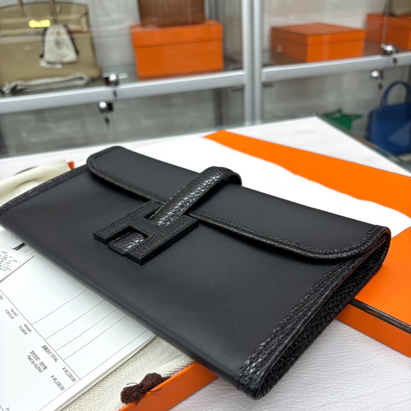 Hermes 黑色Jige Elan 29蜥蜴touch手拿，Y刻，22年票，閒置99新成色-3