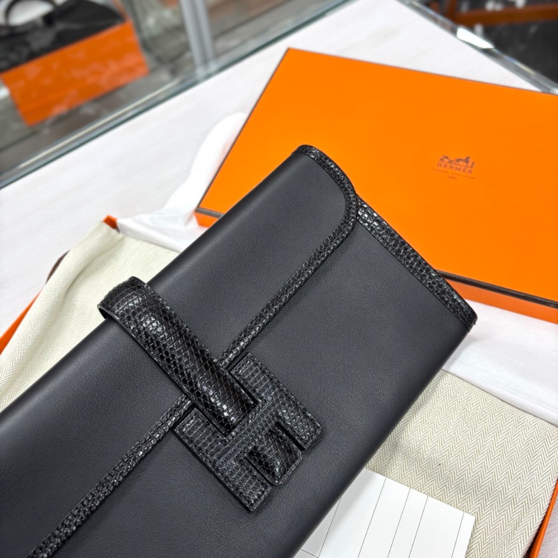 Hermes 黑色Jige Elan 29蜥蜴touch手拿，Y刻，22年票，閒置99新成色-8
