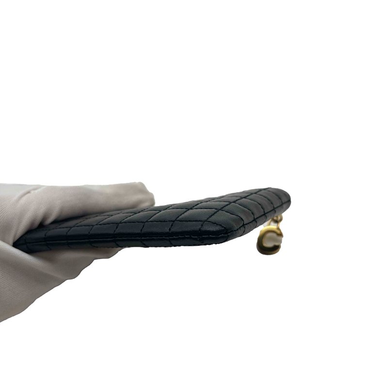 CELINE 黑色全皮方格紋拉鍊零錢包-2