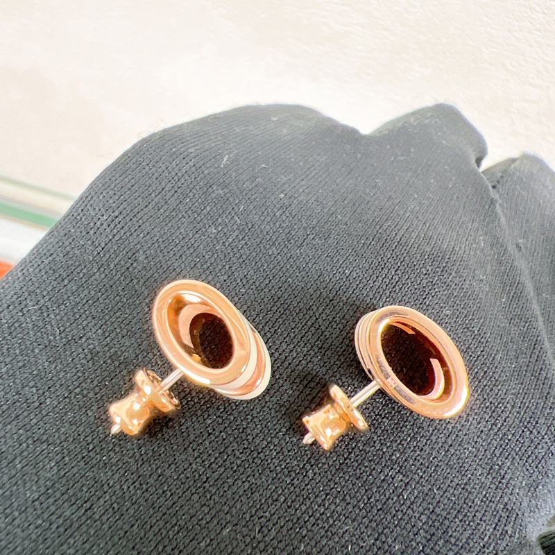 近新 Hermes 大pop h 耳環 白色玫瑰金-2