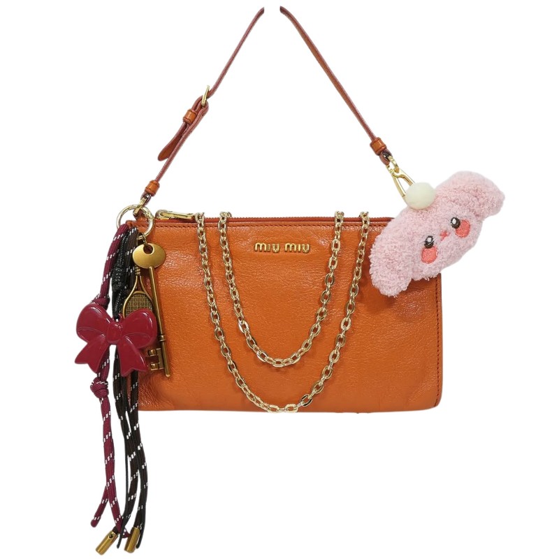 Miu Miu Orange Madras Pouch Bag 橙色山羊皮迷你包-0