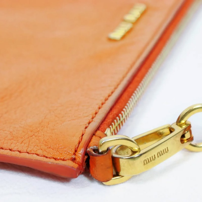 Miu Miu Orange Madras Pouch Bag 橙色山羊皮迷你包-5