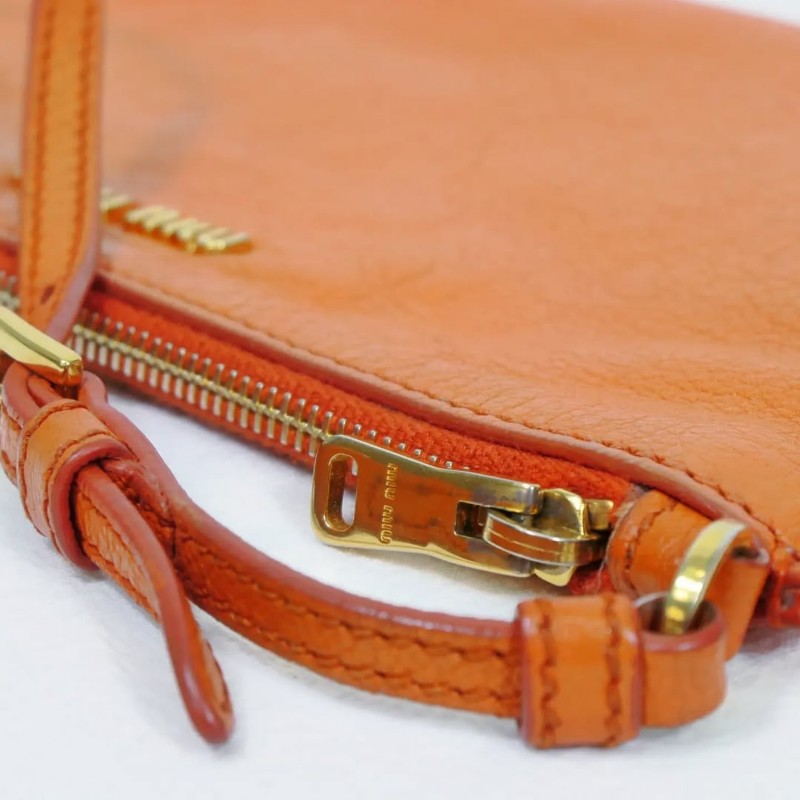 Miu Miu Orange Madras Pouch Bag 橙色山羊皮迷你包-6