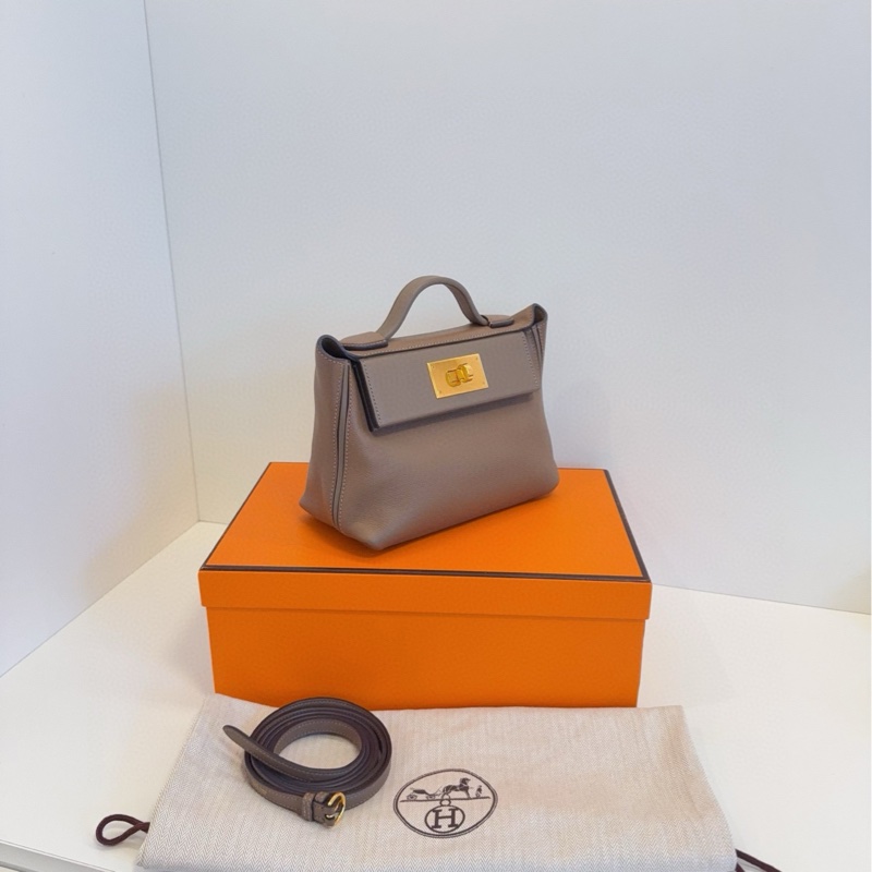 Hermes 2424 mini 威馬犬米拼大象灰 近新閒置-5