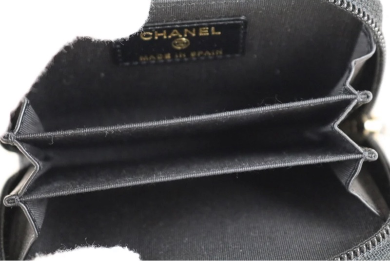 「JL精品代購」97新 Chanel boy 黑金 荔枝皮 大拉鍊錢包-6