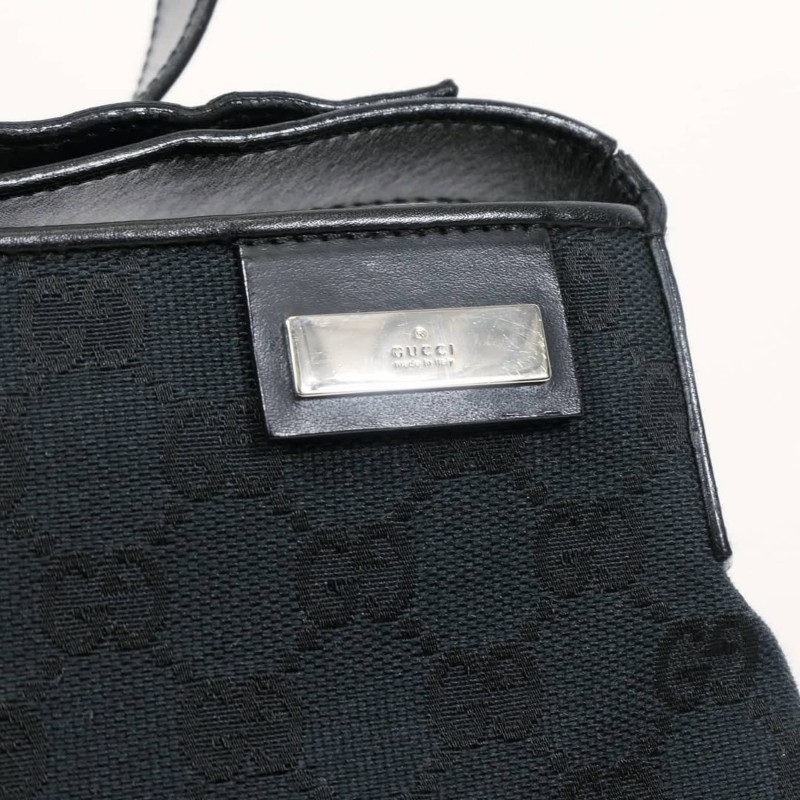 Gucci Black GG Monogram Shoulder Bag 古馳黑色老花帆布單肩包-3
