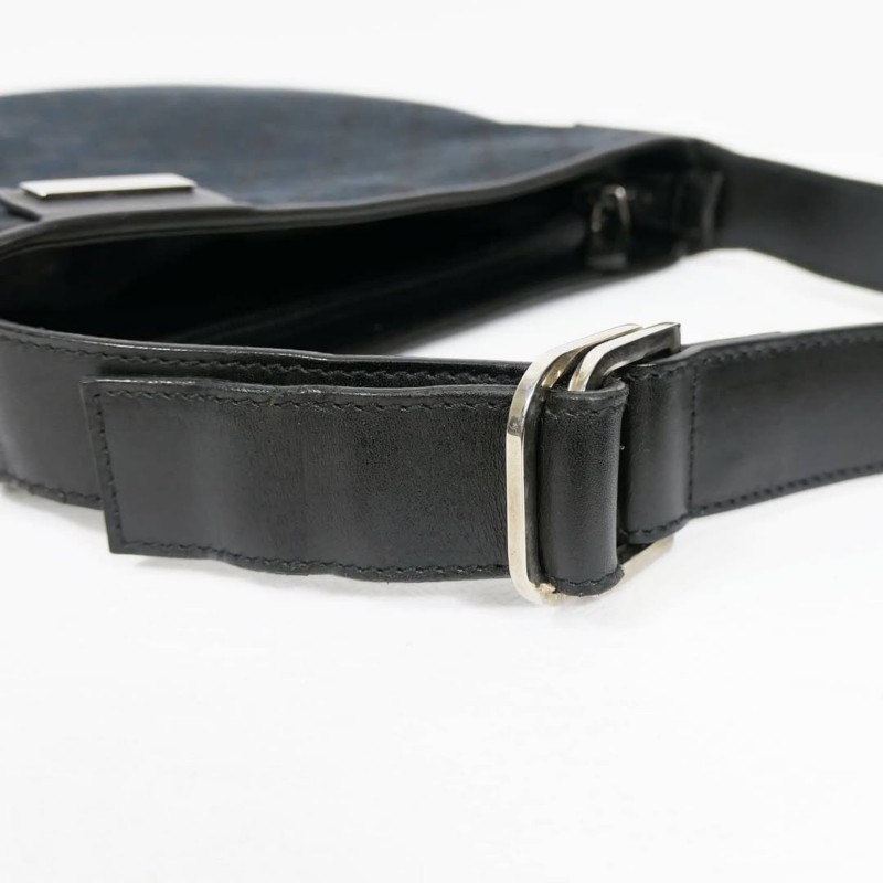 Gucci Black GG Monogram Shoulder Bag 古馳黑色老花帆布單肩包-4