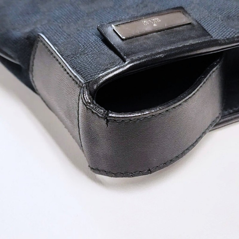 Gucci Black GG Monogram Shoulder Bag 古馳黑色老花帆布單肩包-6