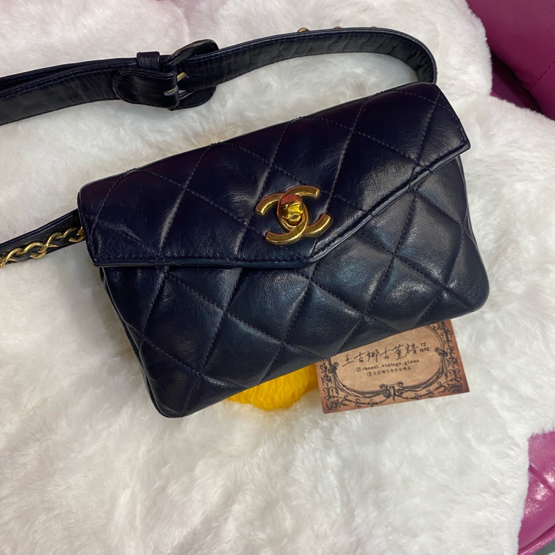 Chanel vintage 深藍腰包/王吉娜古董精品-0