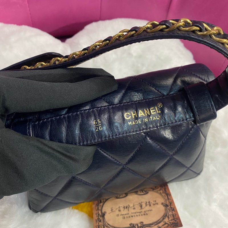 Chanel vintage 深藍腰包/王吉娜古董精品-5