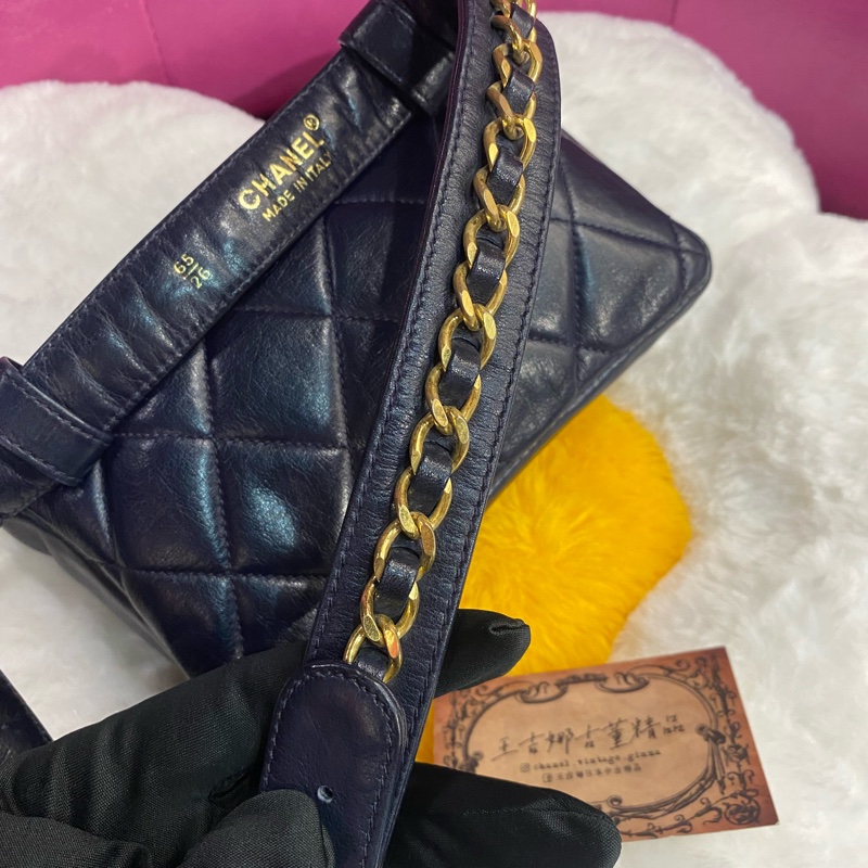 Chanel vintage 深藍腰包/王吉娜古董精品-6
