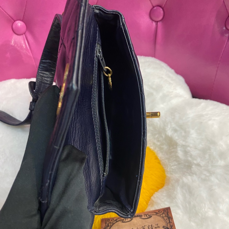 Chanel vintage 深藍腰包/王吉娜古董精品-7