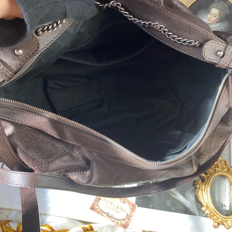 Chanel 荔枝半月包/深咖色/王吉娜古董精品-7