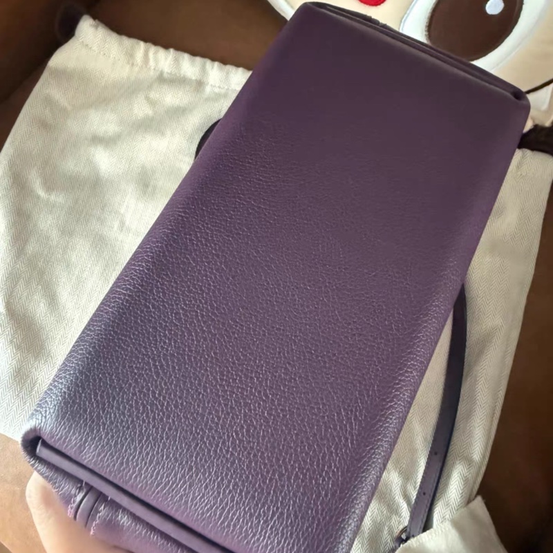 愛馬仕mini 2424黑加侖紫拼石榴紅，evercolor皮-7