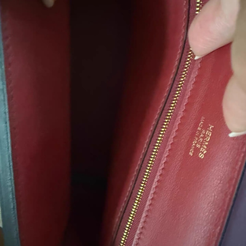 愛馬仕mini 2424黑加侖紫拼石榴紅，evercolor皮-8