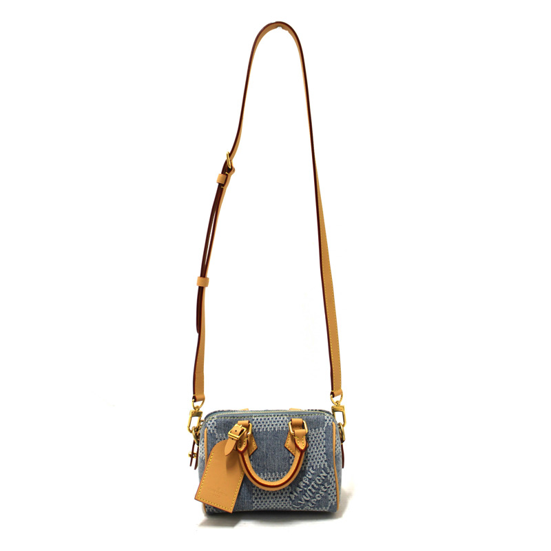 Louis Vuitton Damier Denim 3D Cotton Canvas Speedy 18 Bandoulière Bag-1