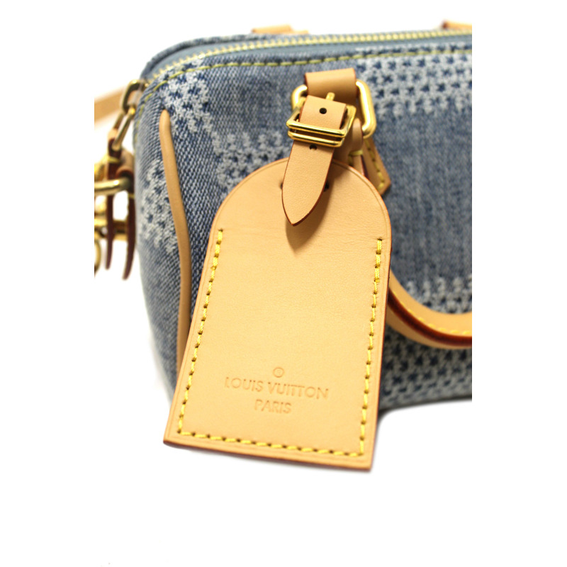 Louis Vuitton Damier Denim 3D Cotton Canvas Speedy 18 Bandoulière Bag-8
