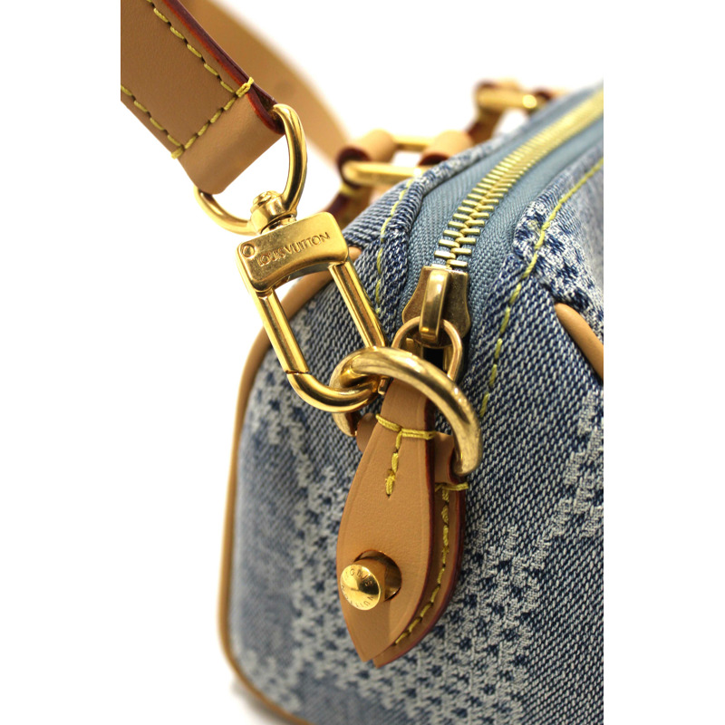 Louis Vuitton Damier Denim 3D Cotton Canvas Speedy 18 Bandoulière Bag-9