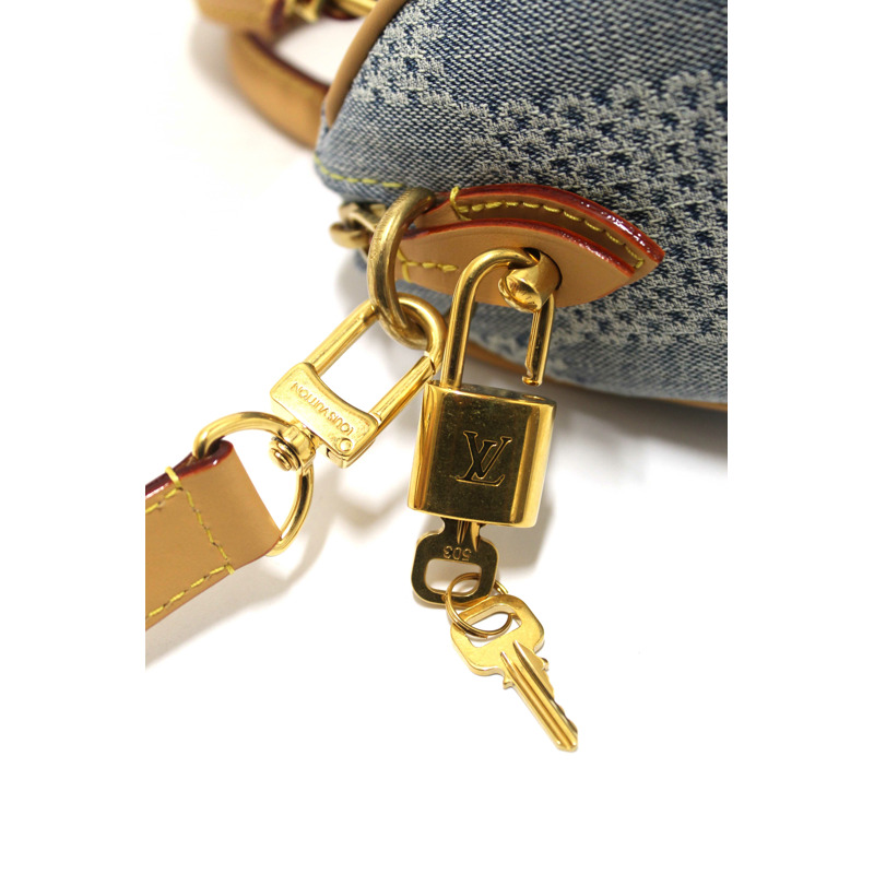 Louis Vuitton Damier Denim 3D Cotton Canvas Speedy 18 Bandoulière Bag-12