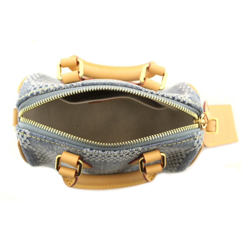 Louis Vuitton Damier Denim 3D Cotton Canvas Speedy 18 Bandoulière Bag-14