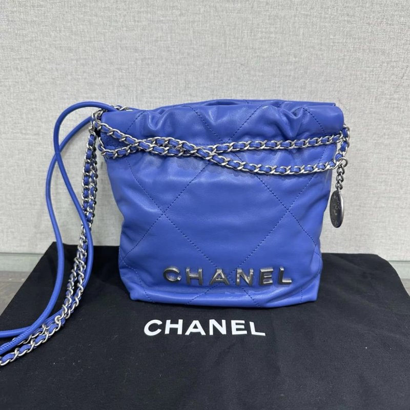 CHANEL 22bag mini藍銀垃圾袋 20*19*6 98新配件塵袋-0