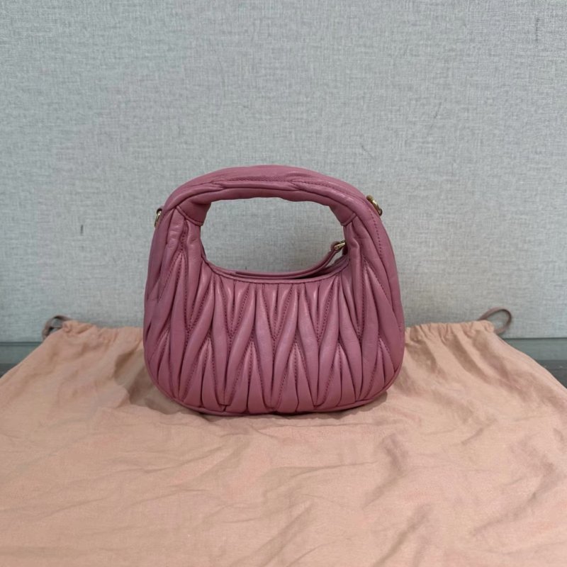 MIUMIU wander粉金mini hobo手提斜背包 17.5*14*6 98新配件塵袋-5