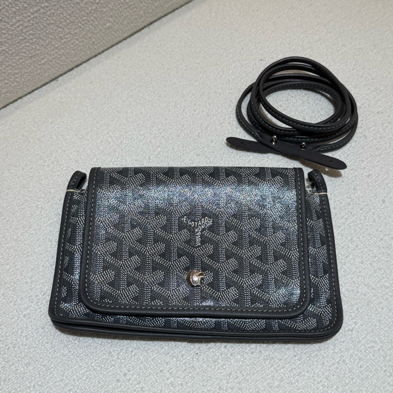 灰色GOYARD PLUMET 圖騰手工繪製Mini斜背WOC信封包-9