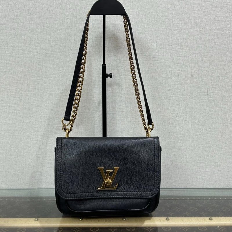 LV Lockme黑金肩背斜背郵差包 22*16*12 98新配件塵袋-0