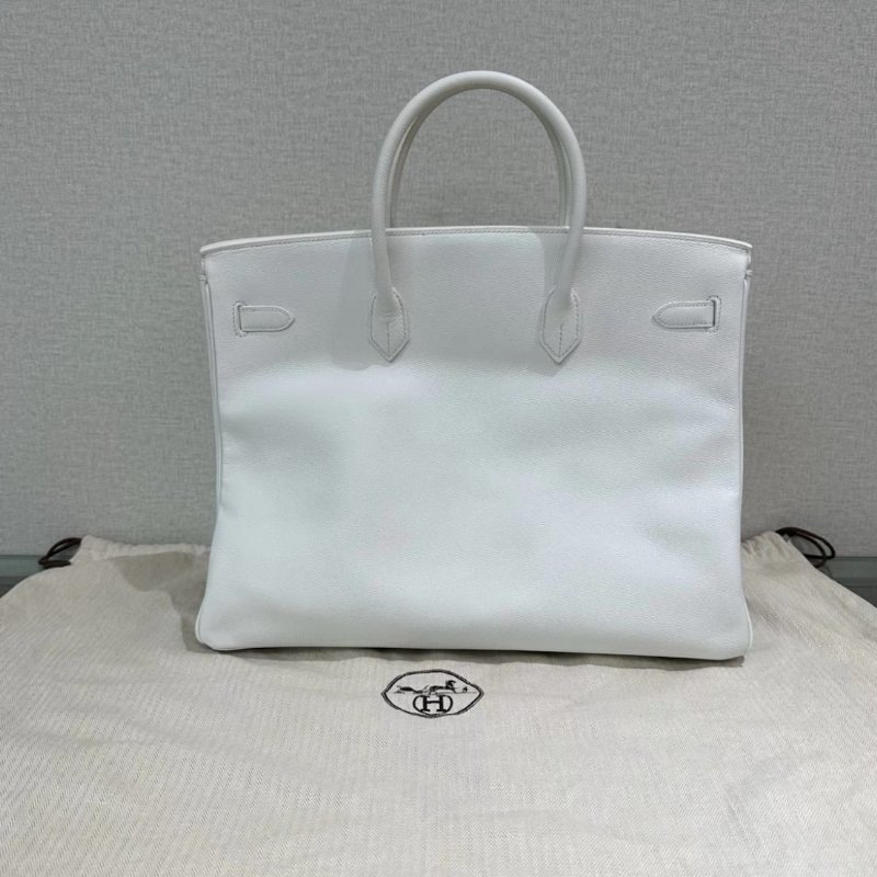 HERMES 純白白金扣Birkin40手提包 40*29*20 98新配件塵袋鑰匙鎖-5