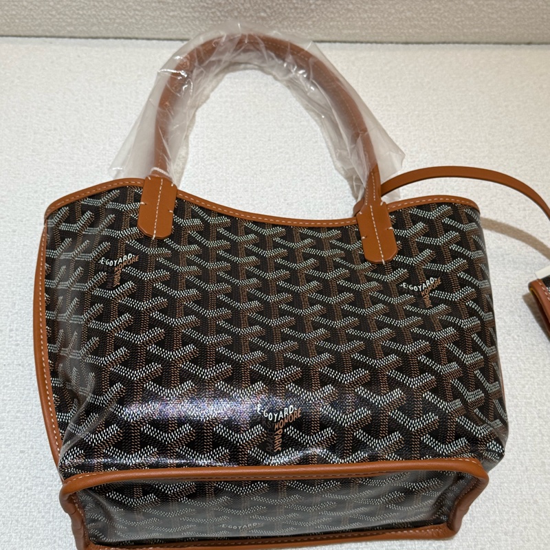 焦糖色皮革GOYARD Anjiou Mini Tote 超美雙面皮革托特手提包-1