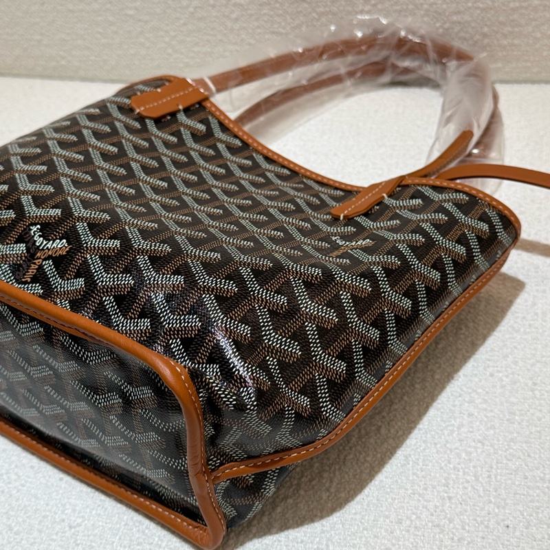 焦糖色皮革GOYARD Anjiou Mini Tote 超美雙面皮革托特手提包-3