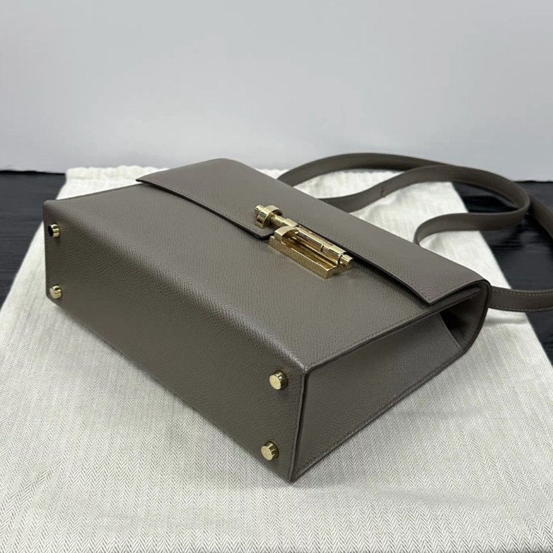 HERMES Verrou大象灰金扣肩背斜背插銷包21*18.5*7 99新配件塵袋-4
