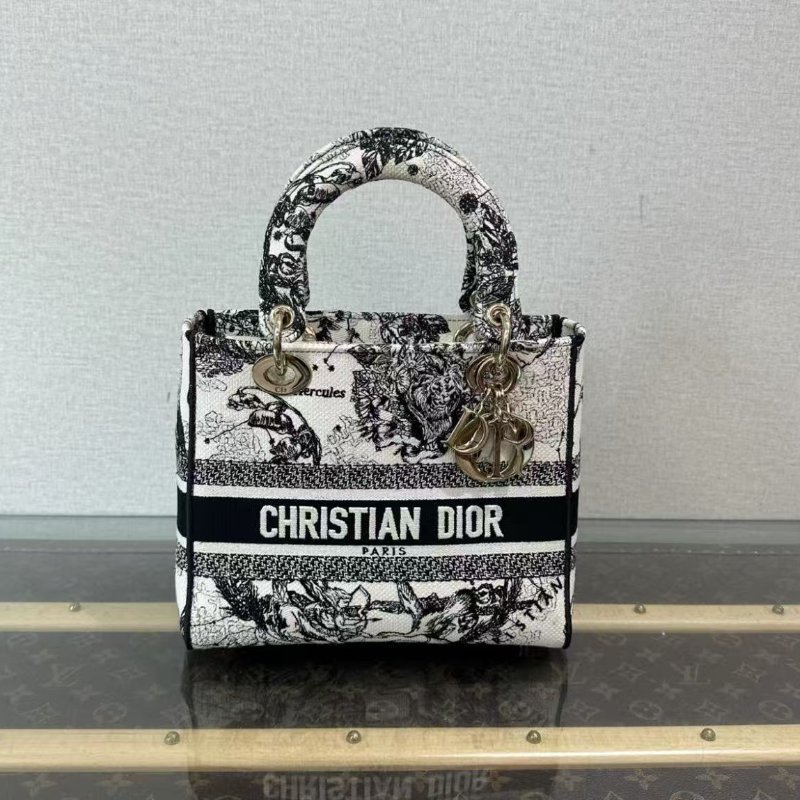 ✨DIOR 黛妃十二星座印花刺繡手提包 24*20*12 99新配件塵袋-0