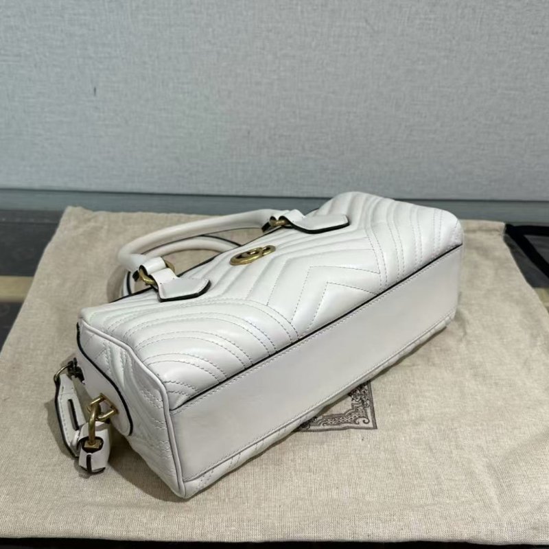 GUCCI Marmont白金馬蒙手提斜背波士頓包 27*13.5*10 98新配件塵袋盒子-5