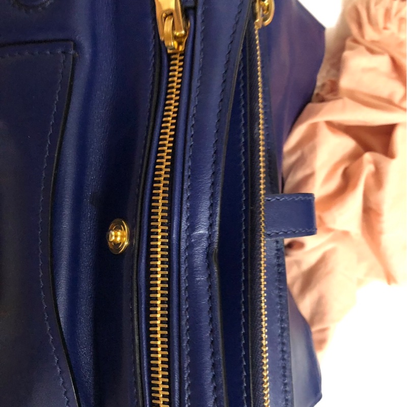 Miu Miu 真品藍色牛皮手提肩揹包-11