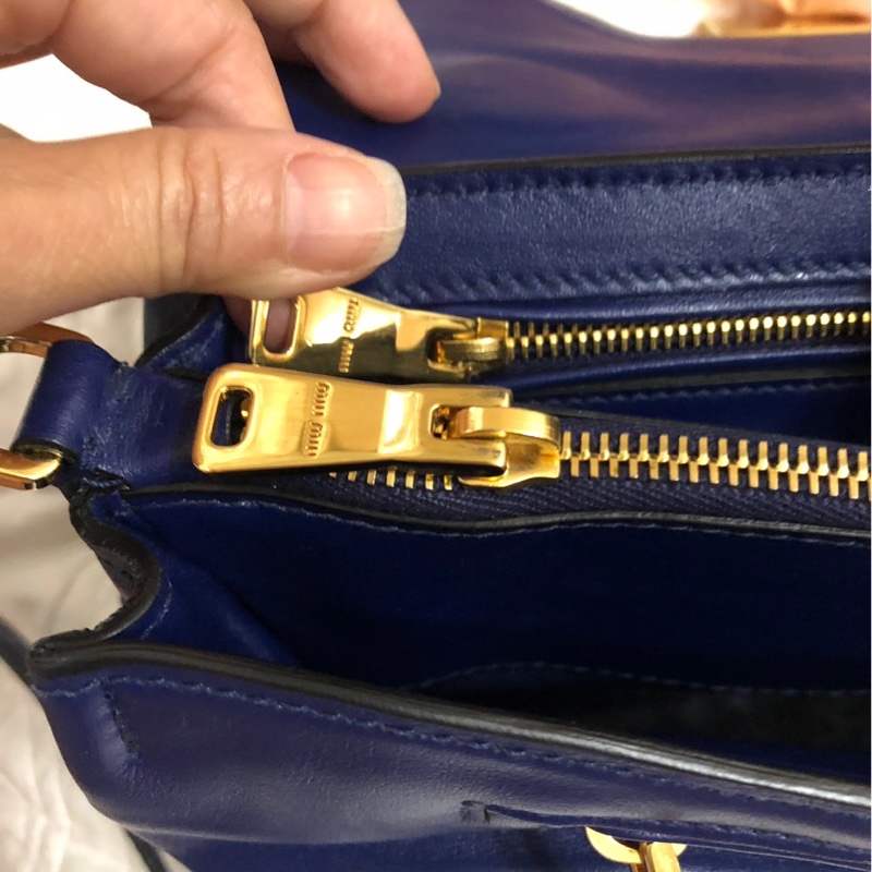 Miu Miu 真品藍色牛皮手提肩揹包-12