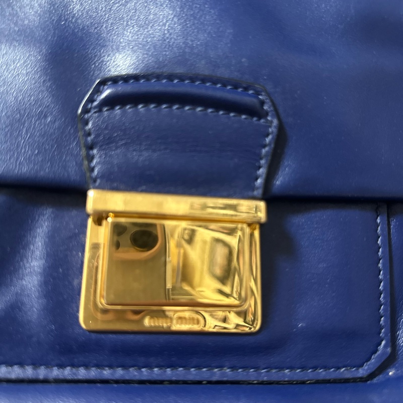 Miu Miu 真品藍色牛皮手提肩揹包-14