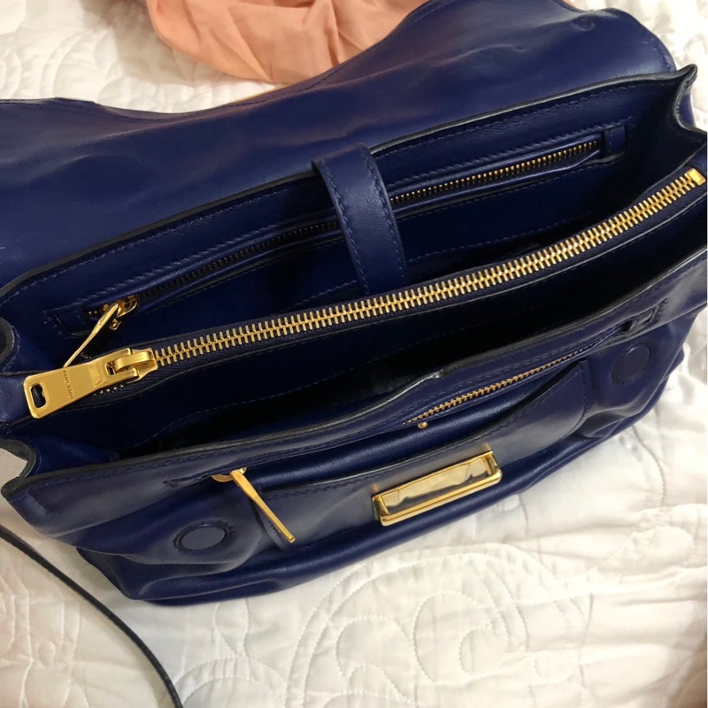 Miu Miu 真品藍色牛皮手提肩揹包-16