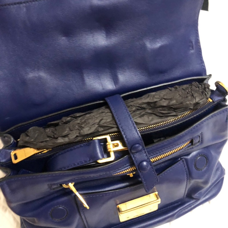 Miu Miu 真品藍色牛皮手提肩揹包-17