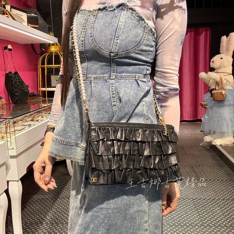 Chanel 皮革麻將包/緞帶皮革/可愛/王吉娜古董精品-1