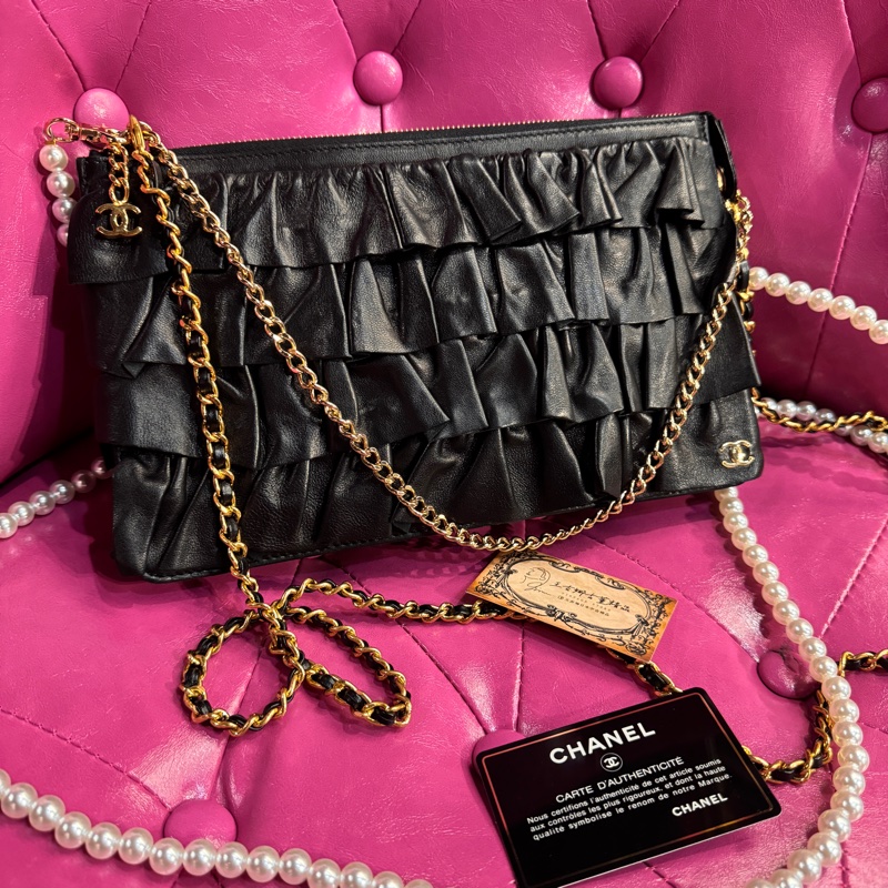 Chanel 皮革麻將包/緞帶皮革/可愛/王吉娜古董精品-3