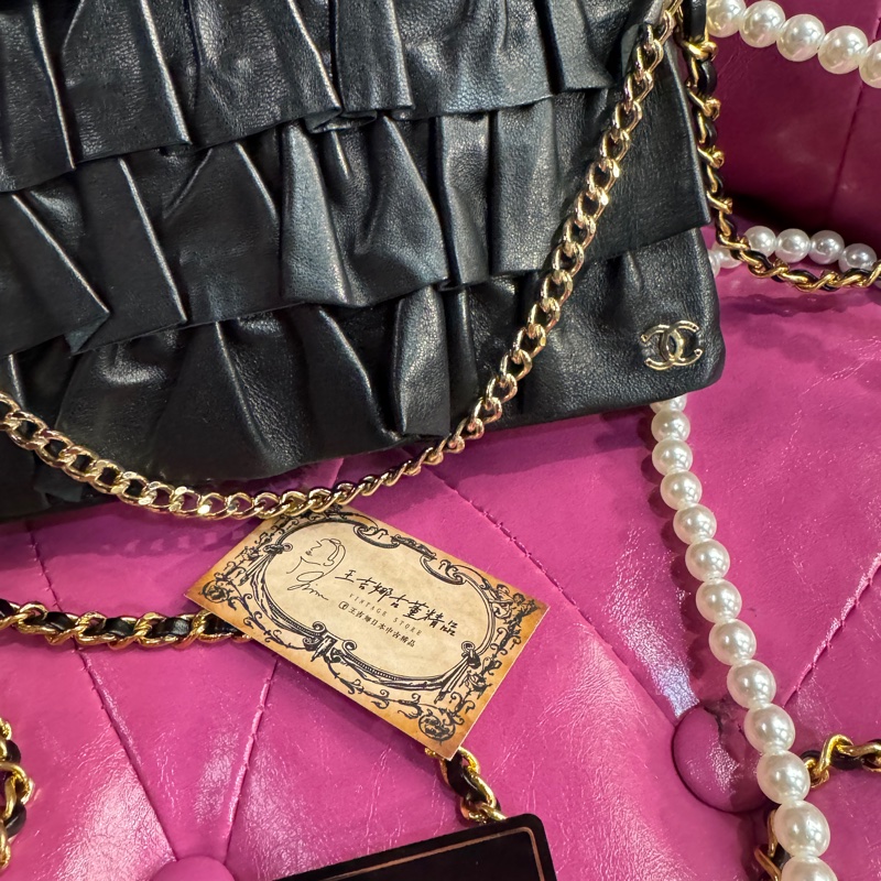 Chanel 皮革麻將包/緞帶皮革/可愛/王吉娜古董精品-4