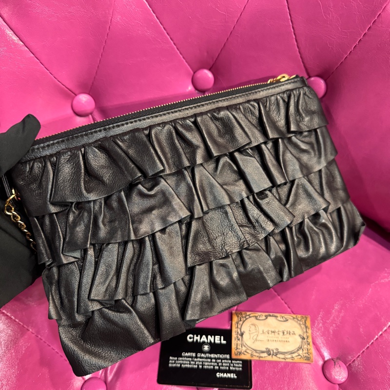 Chanel 皮革麻將包/緞帶皮革/可愛/王吉娜古董精品-7