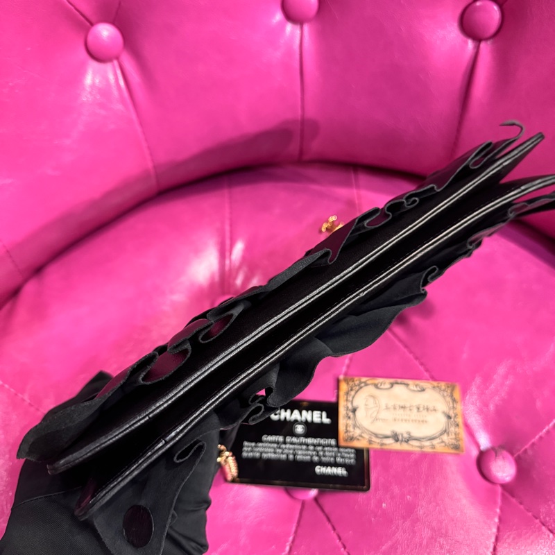 Chanel 皮革麻將包/緞帶皮革/可愛/王吉娜古董精品-8