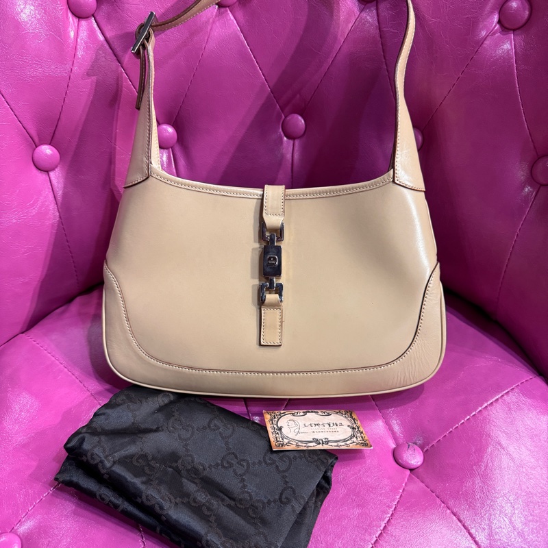 Gucci Jackie經典包款/奶茶色/王吉娜古董精品-2