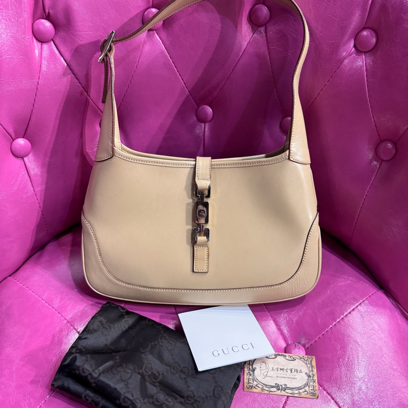 Gucci Jackie經典包款/奶茶色/王吉娜古董精品-9
