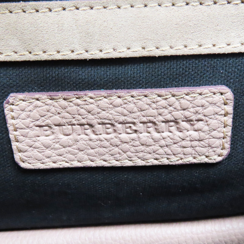 經典格紋帆布 粉色牛皮 肩背包-6