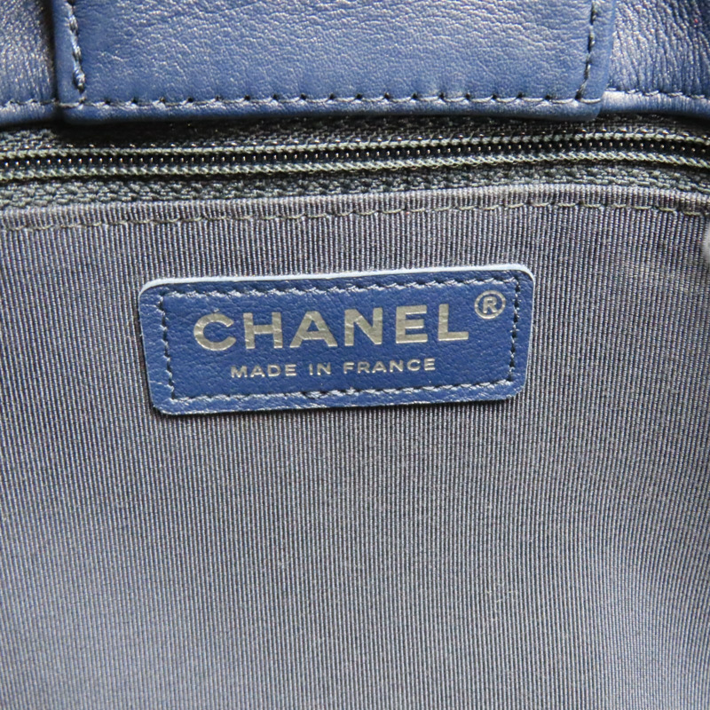 藍色 牛皮 菱格紋 托特包 銀扣【CHANEL 香奈兒】-7