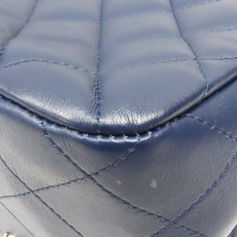藍色 牛皮 菱格紋 托特包 銀扣【CHANEL 香奈兒】-12
