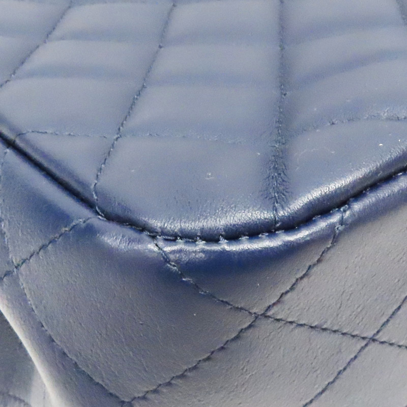 藍色 牛皮 菱格紋 托特包 銀扣【CHANEL 香奈兒】-13